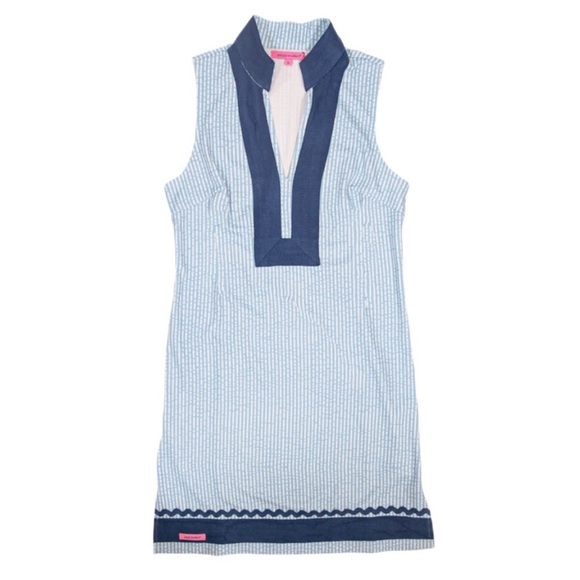 Simply Southern lined sleeveless blue & white print shift dress size Sma… - Picture 4 of 12